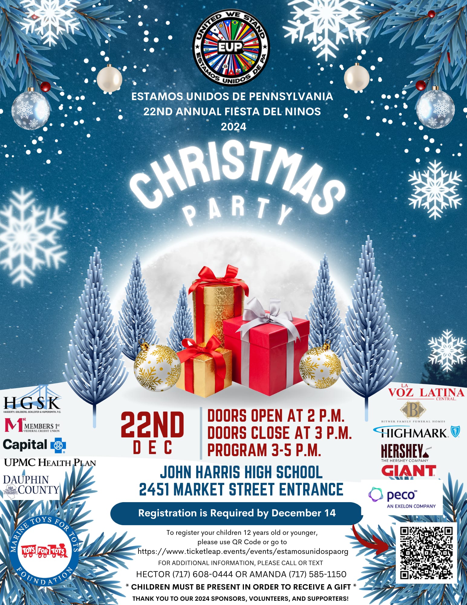 Estamos Unidos de Pennsylvania 2024 Annual Fiesta del Niño 22nd Children’s Christmas Party